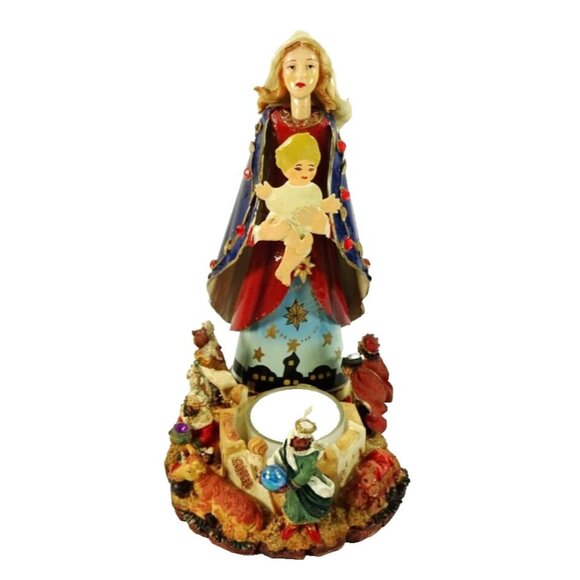 Unbranded Other - Nativity Statue Candle Holder Metalwork and Resin Virgin Mary Christmas Manger